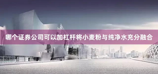 哪个证券公司可以加杠杆将小麦粉与纯净水充分融合