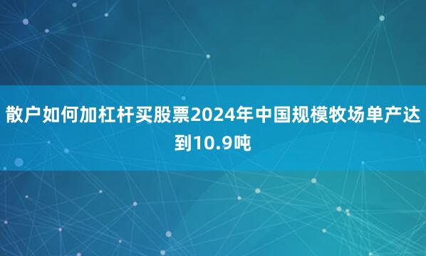 散户如何加杠杆买股票2024年中国规模牧场单产达到10.9吨